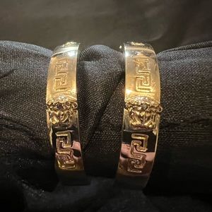 Authentic VERSACE Medusa Greek Key Gold Hoop Earrings